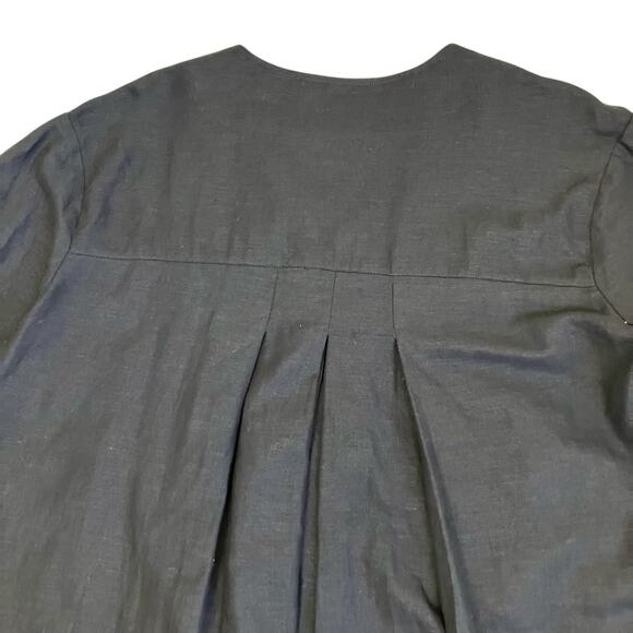 Zara Sz M Twee Chunky Button Front Short Swing Jacket Blazer Linen Blend Black - Picture 13 of 16